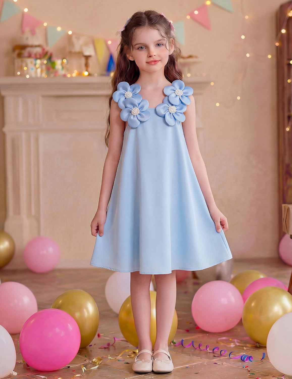 Summer Girls Dress Graduation Formal Dresses for Wedding Guest Fancy Party Dress Flower First Communion Cami Gown
