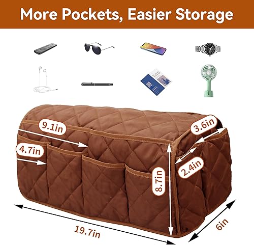 Miniatura 11 de MEHIDFY Organizador de sillón impermeable, organizador de reposabrazos de sofá, organizador reclinable antideslizante, soporte remoto para Gris