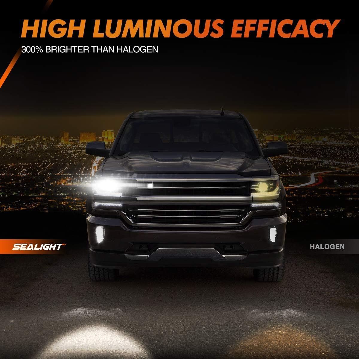 SEALIGHT 9005/HB3 High Beam H11/H9 Low Beam Combo LED Bulbs, 16000 Lumens, 6000K Cool White, Pack of 4