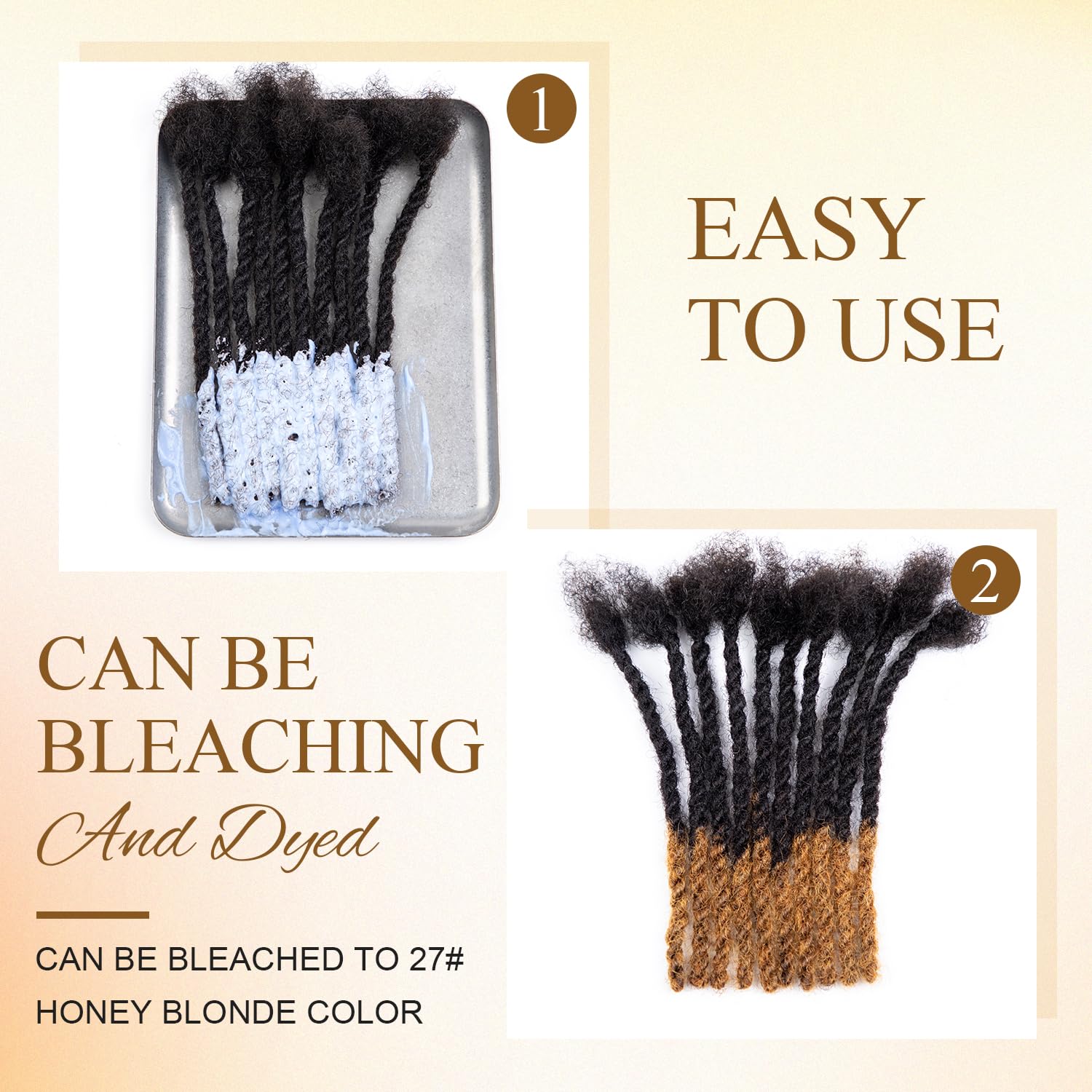 Teresa 0.6cm Width Starting Locs with Two Strand Twists Human Hair Dreadlocks Styled Retwisting Starter Loc Extensions Human Hair For Men and Women (1B/10 Strands, 10 Inch)