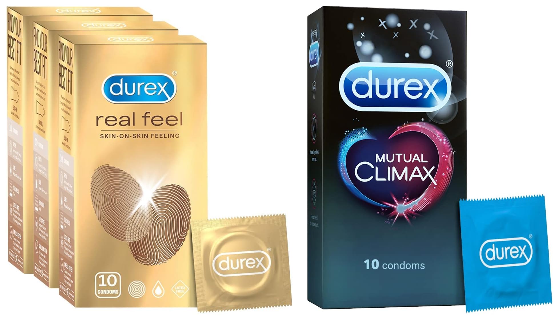 Durex Real Feel Condoms for Men - 10 Count (Pack of 3)| Latex Free & Durex Mutual Climax Condoms for Men & Women - 10 Count-image-39