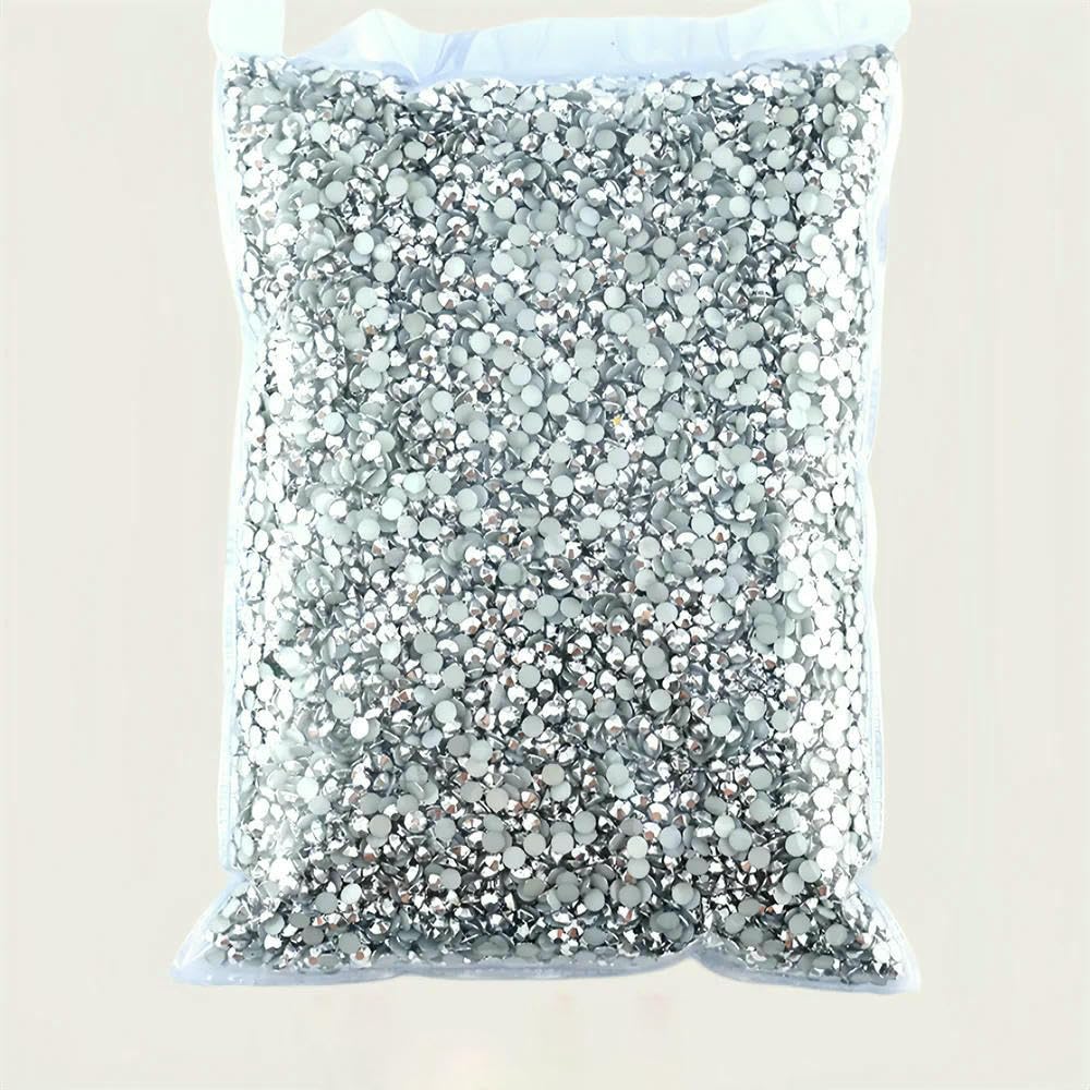 500 g 2–6 mm Schwarz/Weiß/Mineral-Serie Harz-Strasssteine ohne Hotfix, flache Rückseite, Kristalle, Strass-Glitzer, großes Paket, Stein-Mineralsilber, 6 mm, 10.000 Stück