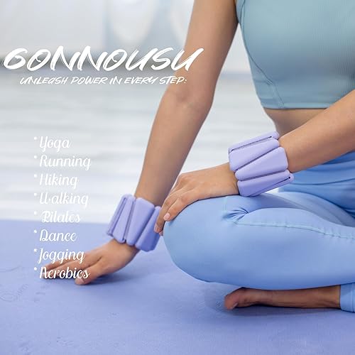 Miniatura 8 de Pesas de muñeca ajustables para mujeres y hombres, juego de 2 pesas de tobillo, (1 libra cada una) para entrenamiento mejorado, perfectas para yoga,