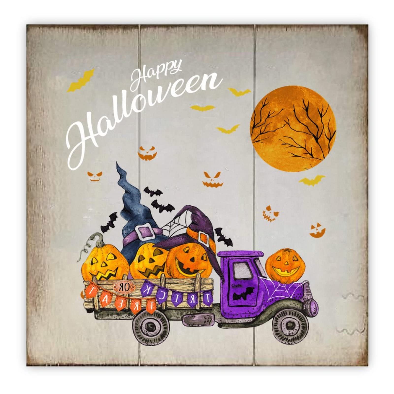Plaque Halloween bois suspendre 40cm pour mur sans clou abîmé