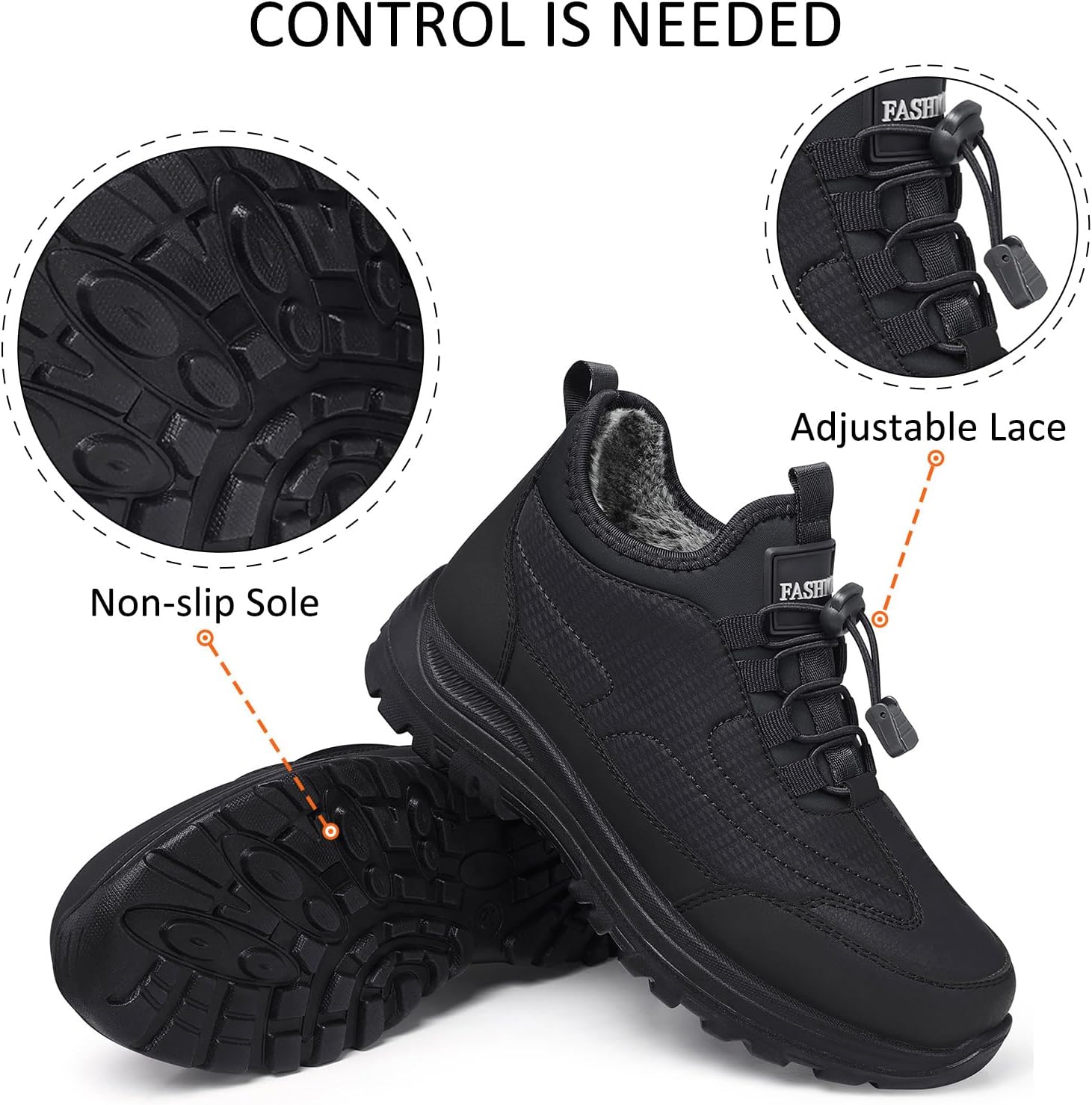TEMOFON Winter Snow Boots for Women: Waterproof Warm Fur Lined Walking Outdoor Ankle Booties Slip on Snow Shoes Size 5-12