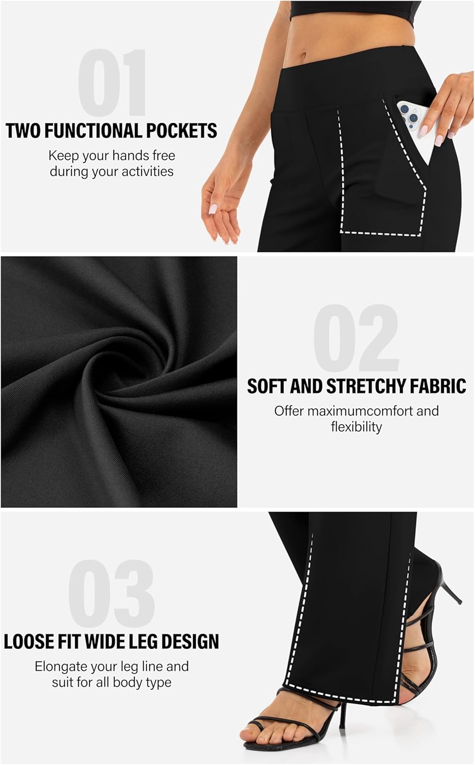 Wide Leg Pants for Women with Pockets Yoga Pants High Waisted Loose Palazzo Casual Lounge Sweatpants - Image 6