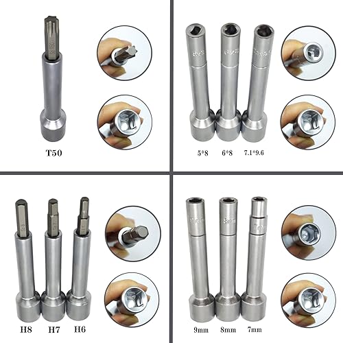 Miniatura 5 de Juego de 18 piezas de herramientas de extracción de tuercas de amortiguador de suspensión, cubo de dirección de 12 pulgada, juego de trinquete y