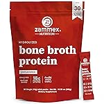 Zammex Bone Broth Packets-20g Collagen Protein-Beef Bone Broth Powder to Go-30 Travel Stick Packets-Supports Skin Nails Joints, Gut Health | Gluten-Free |Keto & Paleo Friendly (15 Servings)
