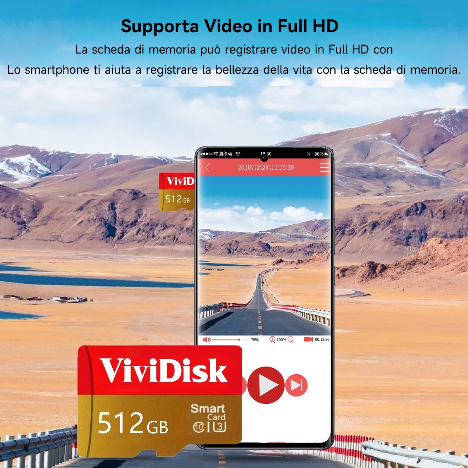 Vividisk SD Card 512GB – High Speed TF Card 512 GB Waterproof Memory Card SD Mini Memory Card scheda sd with Smartphone,Camera,Tablet,Drone,Smart TV