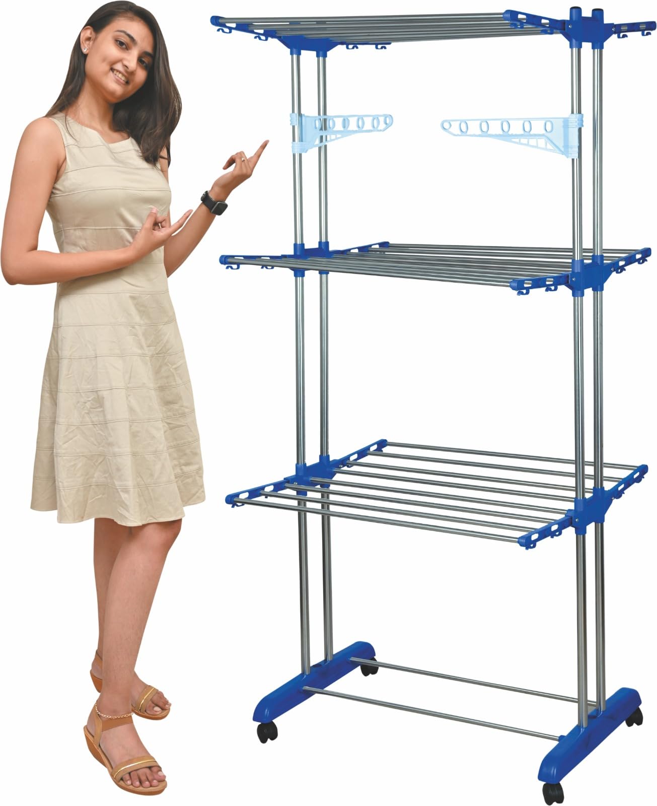 See full amazon price history chart for Mega stand Clothes Drying Rack Folding Stainless Steel Laundry Garment Dryer Stand with Two Side Wings-(Blue) Portable 3-Layer Cloth Wheels and Foldable Wings Mega stand Clothes Drying Rack Folding Stainless Steel Laundry Garment Dryer Stand with Two Side Wings-(Blue) Portable 3-Layer Cloth Wheels and Foldable Wings (B097MZMD8Z) Amazon Price History, Amazon Price Tracker
