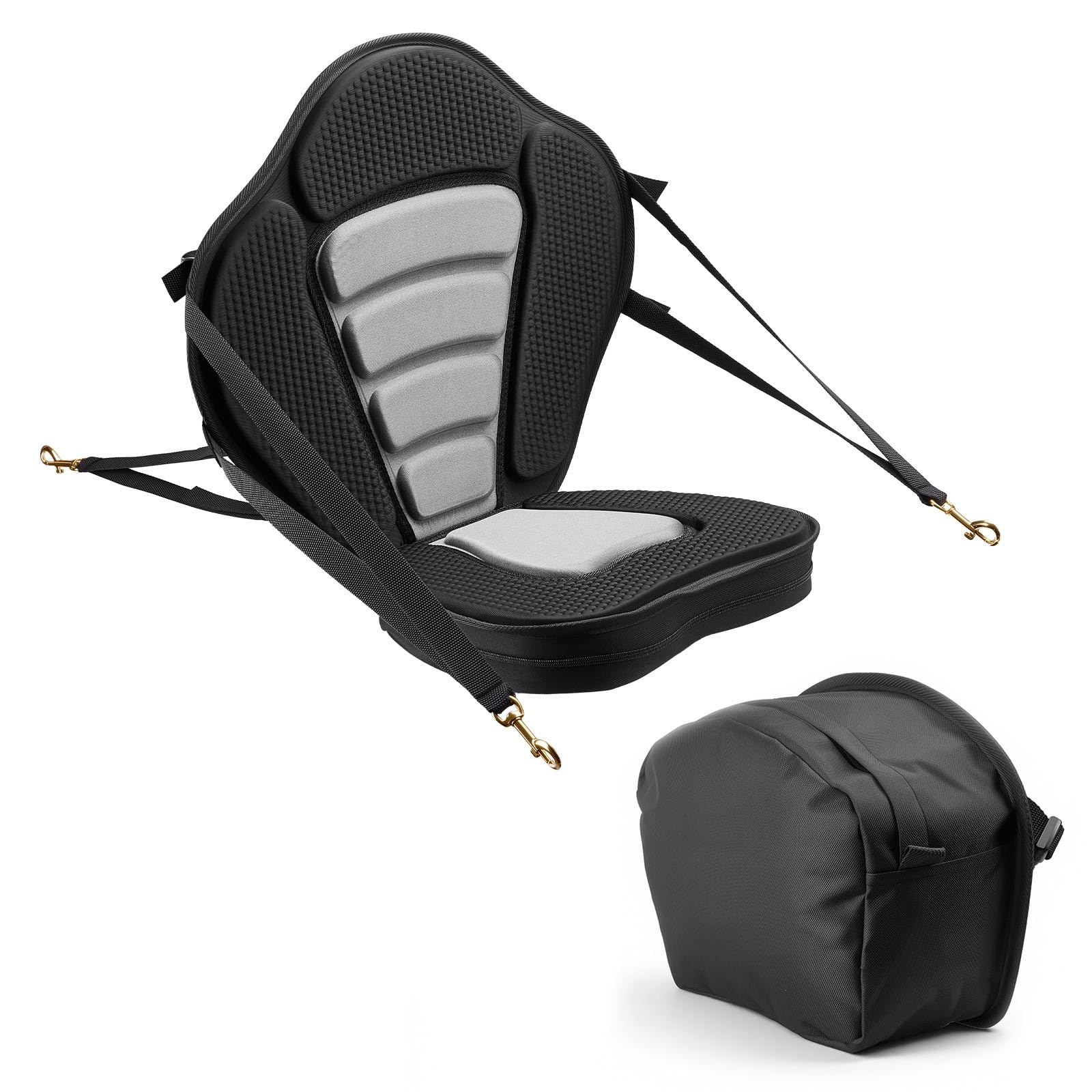 VEVOR 1 x Kajaksitz 65 mm Dicke, Gepolsterter Sitz für Stand-Up-Paddleboard, Bootssitz mit Rückenlehne & Aufbewahrungstasche & Verstellbaren Gurten für SUP Kanu Angelboot Aufblasbares Kajak