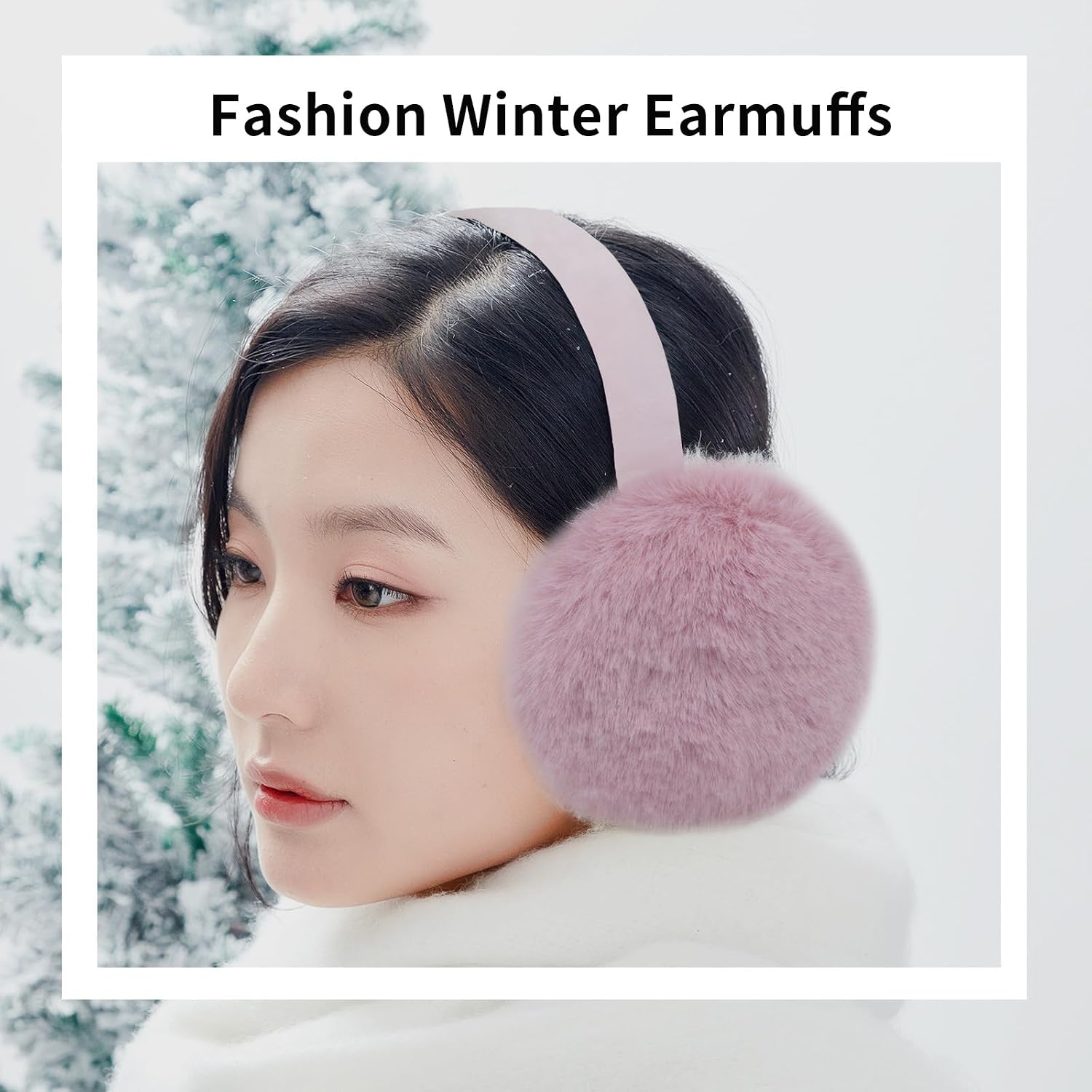 Ear Muffs For Winter Foldable Ear Warmers For Women-Men's Earmuffs For Outdoor Skiing And running,Behind the Head Earmuffs Adjustable Pink