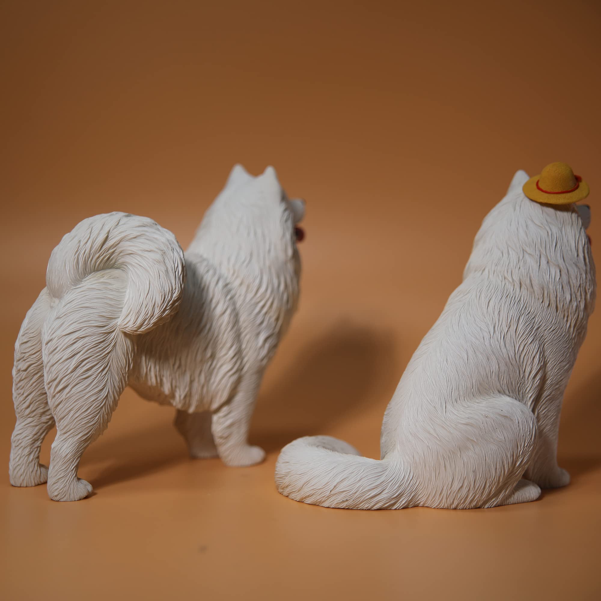 Amazon.co.jp: JXK薩摩耶犬彫像 白でかわいい 複雑な木目ディテール