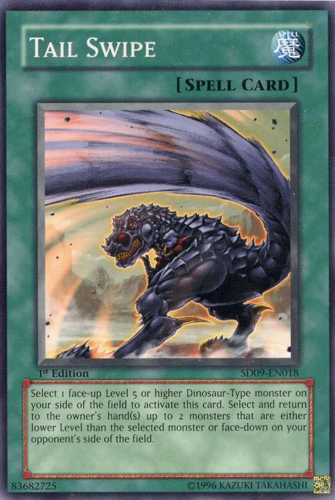 yugioh dinosaur spell cards Amazon.com: Yu-Gi-Oh! - Tail Swipe (SD09-EN018) - Structure Deck 9:  Dinosaur's Rage - 1st Edition