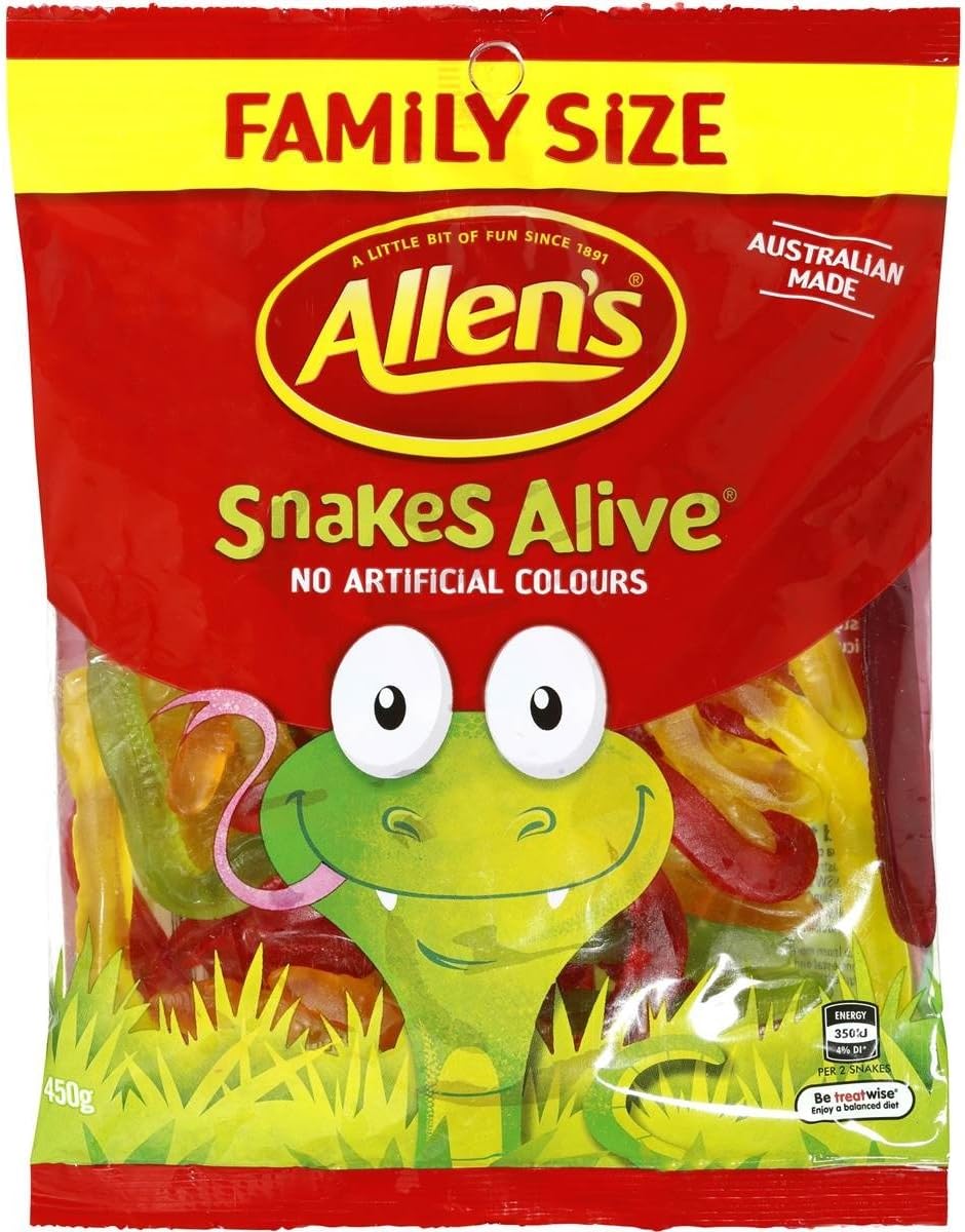 Allen's Snakes Alive 460g Family Size (Made in Australia)