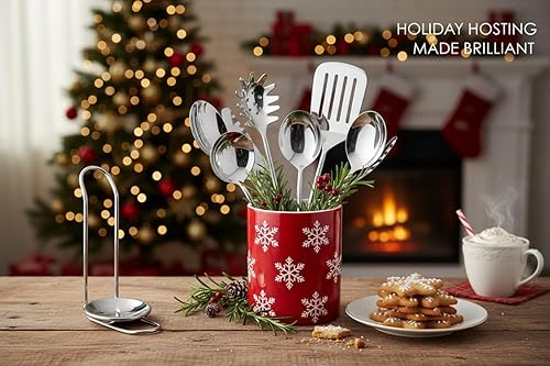 Miniatura 8 de Melvvi Juego de utensilios de cocina de acero inoxidable plateado  9 piezas  Espátula no tóxica, más fuerte y resistente al óxido, cucharas,