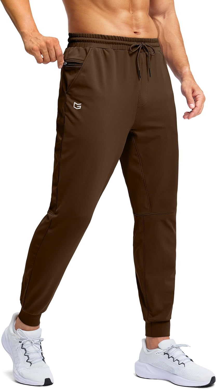 G Gradual Men's Fleece Lined Athletic Pants with Zipper Pocket Winter Warm Joggers Water Resistant Running Sweatpants for Men