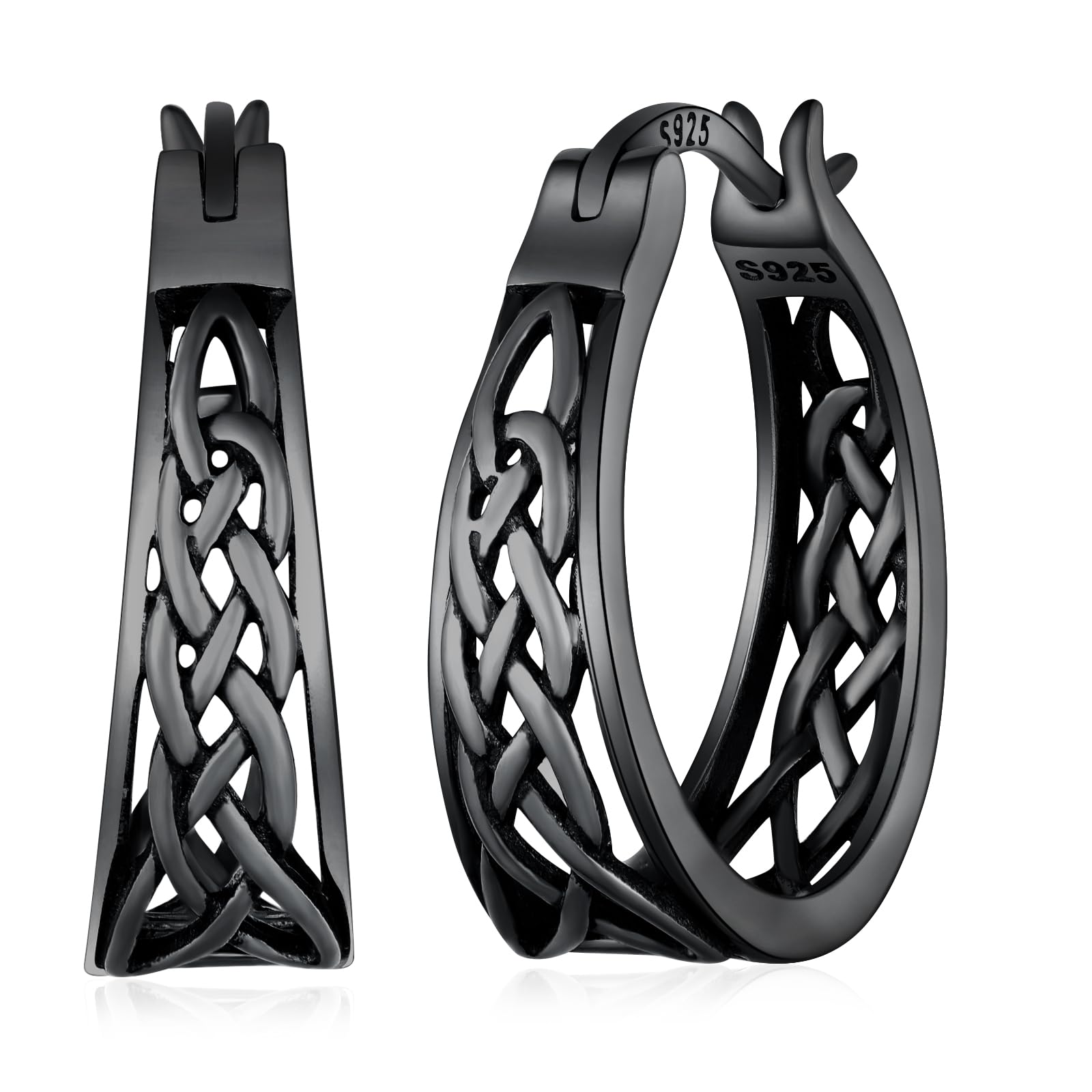 Celtic Earrings 925 Sterling Silver Celtic Knot Hoop Earrings Irish Jewelry Gifts for Women