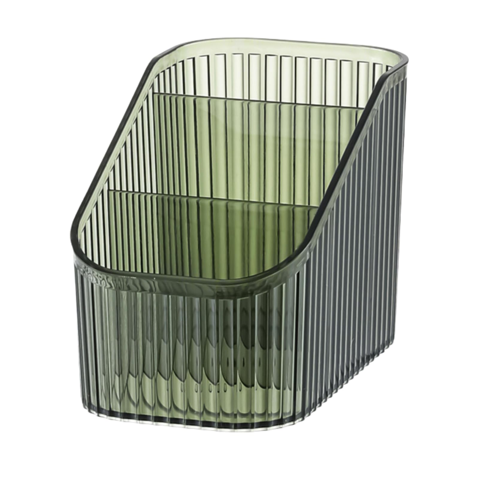 OIWTLIFE Cosmetic Display Case 3 Slot Makeup Brush Holder Cosmetic Brushes Container for Vanity, Bathroom Countertop,Green