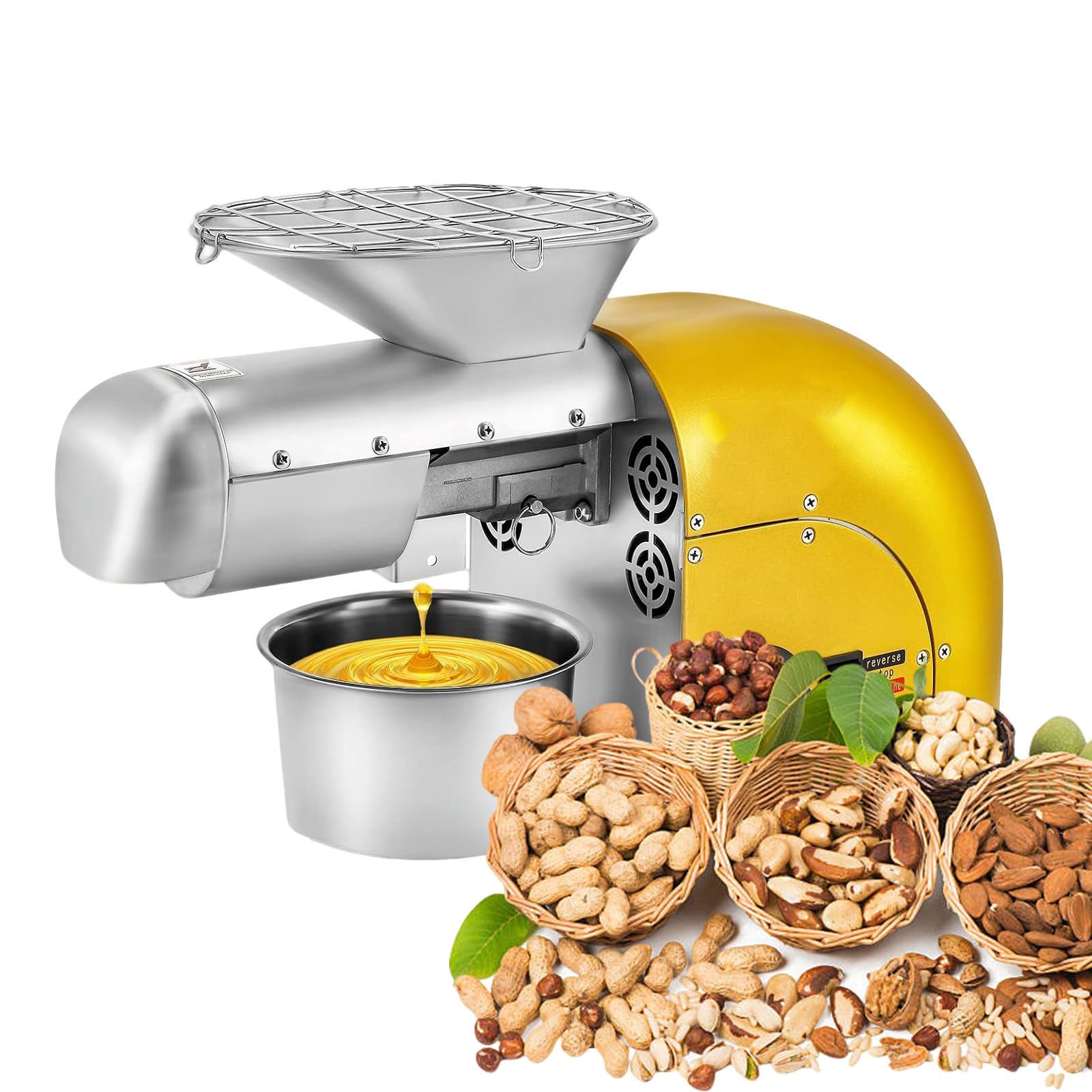 SENJINGHUA 1800W Oil Press Machine for Home and Commercial Use, Nut Oil Extractor with Cold & Hot Press Function, Lower Noise, 13-19LBS/H Capacity Gold