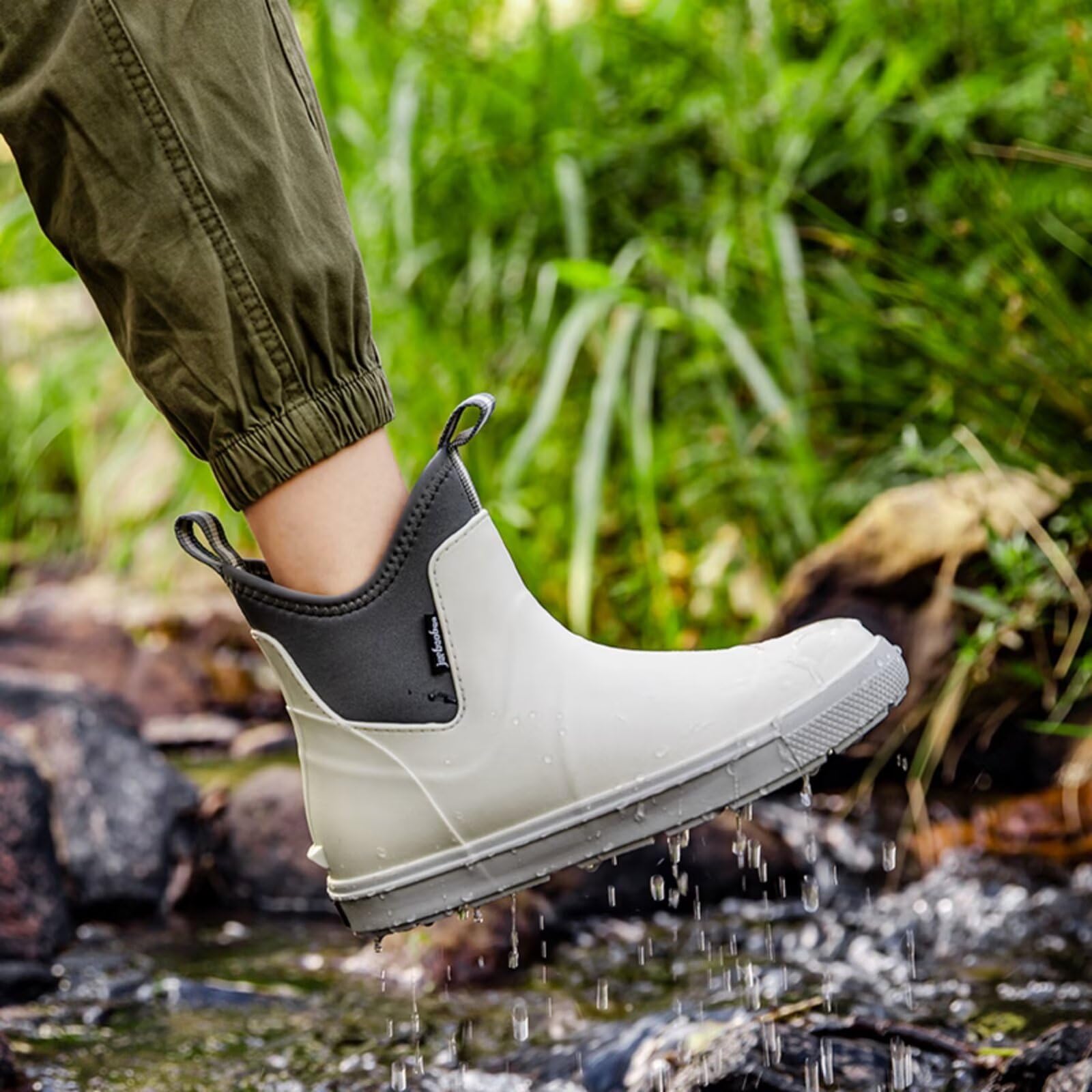 Bottes de Pluie Homme Bottes Caoutchouc Bottine Imperméable Chelsea Boot Chaussure de Jardin Étanche Boots Extérieure pour Randonnée et Travail