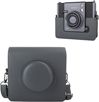 Fuji Wide EVO 2-in-1 Instant Camera Case, PU Leather Protective Case for Instax Wide EVO Caemra and Printer - WIDE EVO Carrying Bag with Adjustable Shoulder Strap - Grey