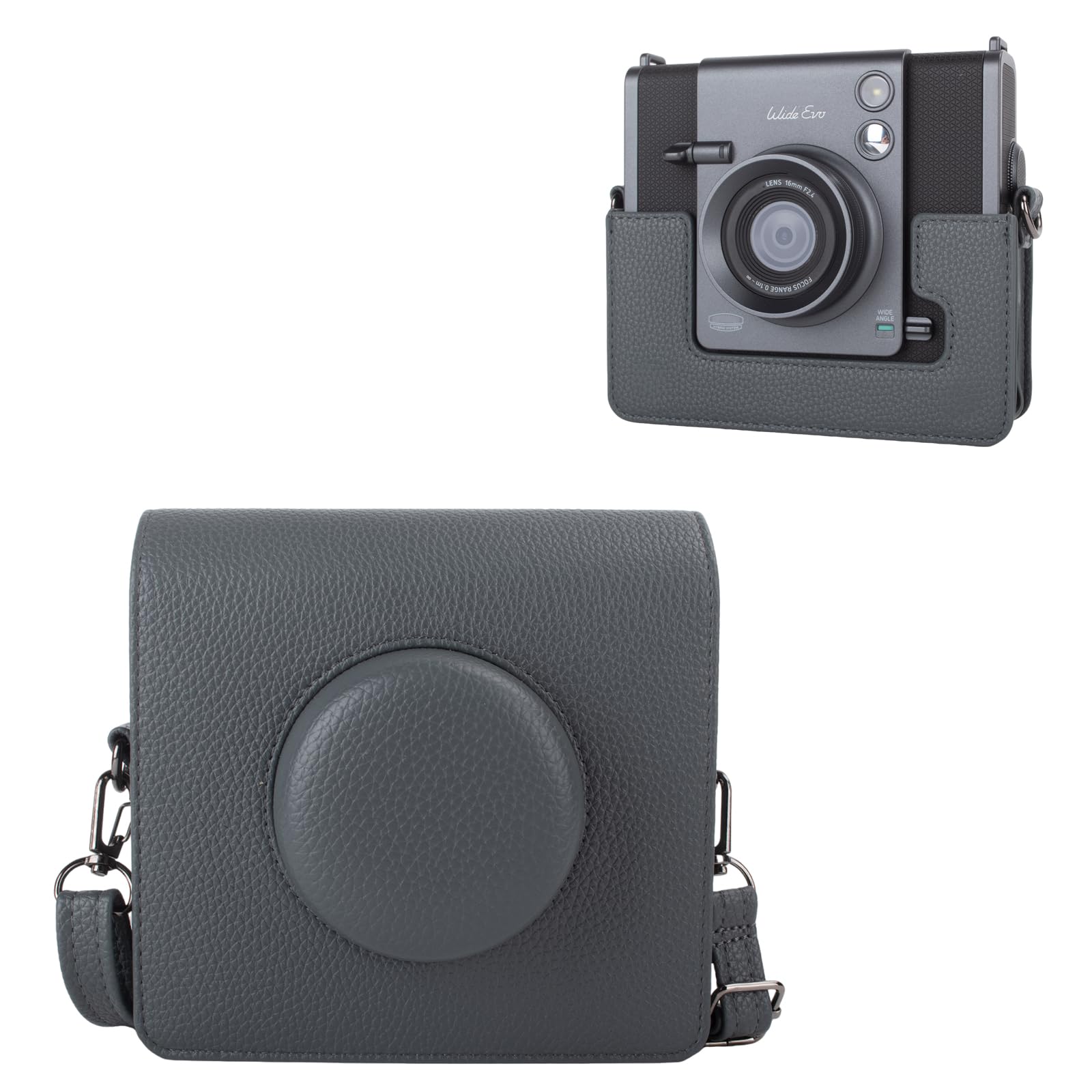 HIYQIN Fuji Wide EVO 2-in-1 Instant Camera Case, PU Leather Protective Case for Instax Wide EVO Caemra and Printer - WIDE EVO Carrying Bag with