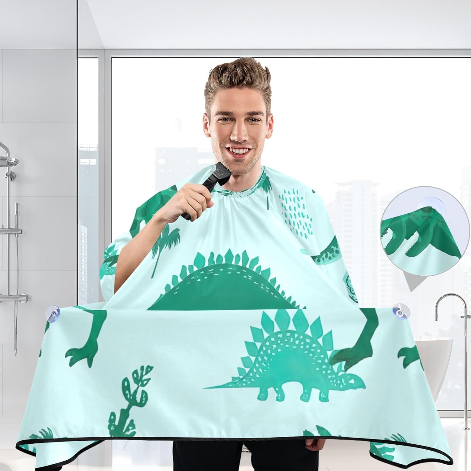 Dinosaurs Rex Barber Cape Shampoo Capes for Salons Waterproof, 64.9 x 55.1 Inches Hair Bib Haircuts