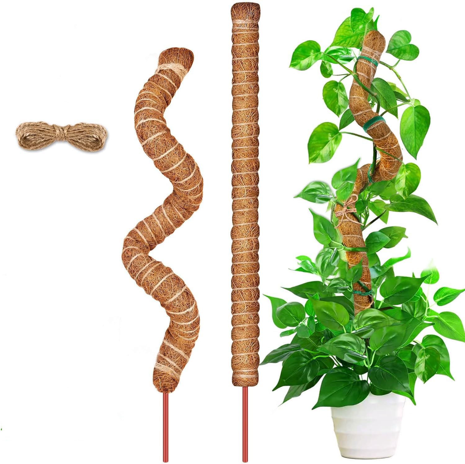 48 Inch Moss Pole, 2PC Bendable Moss Pole for Plants Monstera,Tall Bendable Moss Poles for Climbing Plants Indoor, Large Handmade Plant Pole Sticks,Plant Support Stakes for Potted Plants,Pothos (2PC)