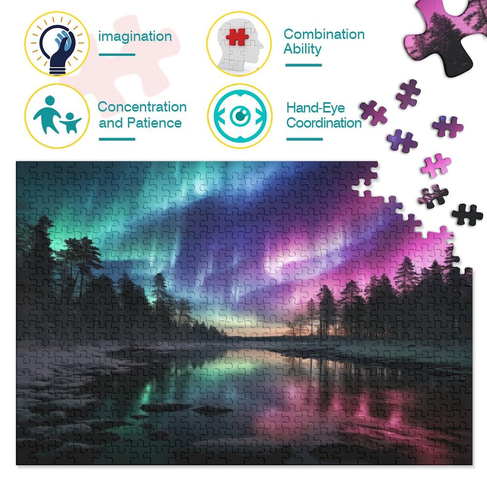 Aurora Puzzle Da 1000 Pezzi Per Adulti Puzzle Da 1000 Pezzi Puzzle Da 1000 Pezzi Giochi tivi Decorazione Della Casa Puzzle Può Essere Usato Come Regalo 1000pcs (75x50cm)