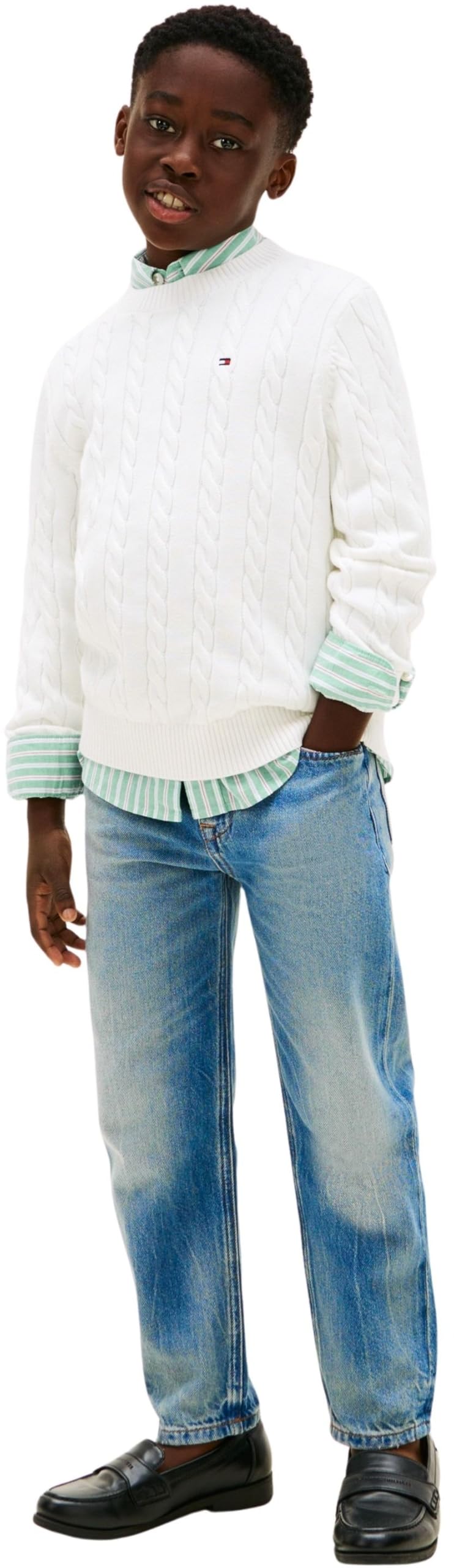 Tommy Hilfiger Jungen Pullover Cotton Cable mit Rundhalsausschnitt