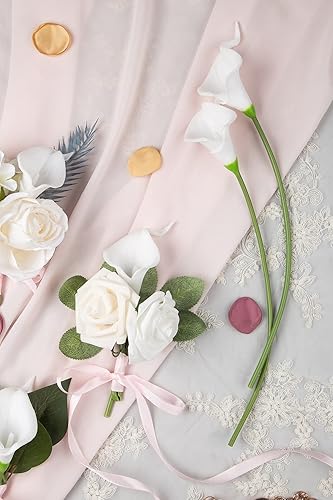 Miniatura 4 de Coferset 20 flores de lirio de calca falsas de látex al tacto real flores de lirios artificiales para el hogar ramo de boda centros de mesa de baby