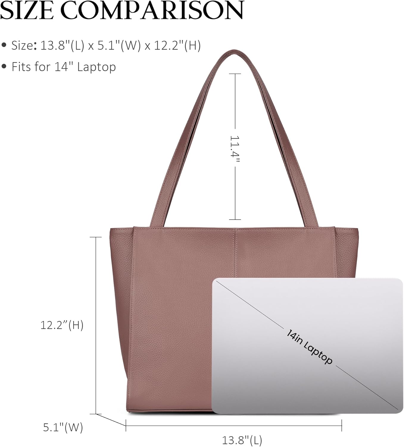 befen Genuine Leather Tote Bag for Women Work, Women's Leather Shoulder Bags Purses Satchel Handbags with Laptop Compartment - Image 4