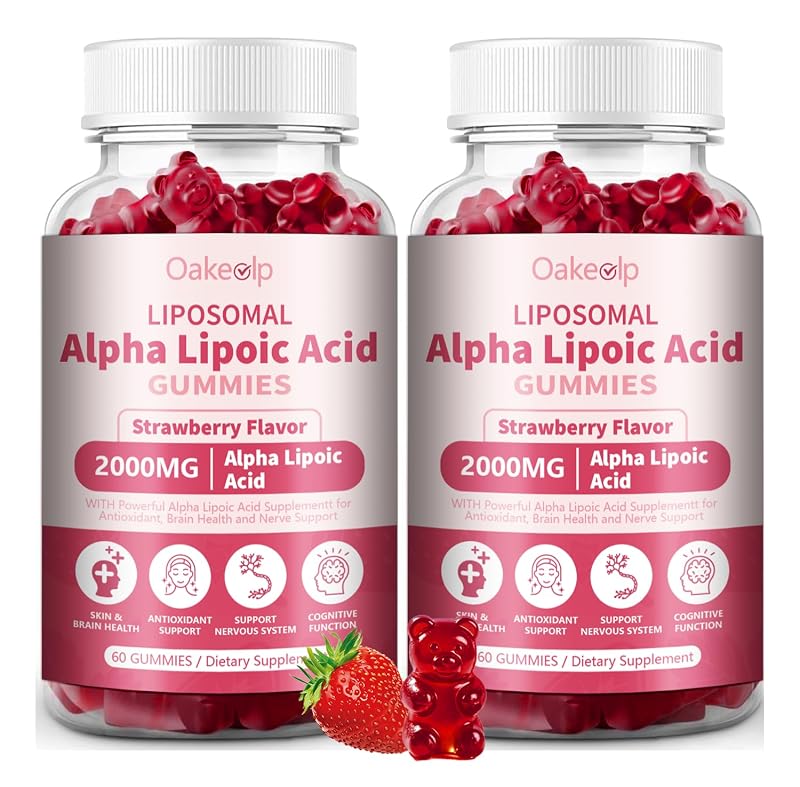 Oakevlp Suplemento de Ácido Alfa-Lipóico Lipossomal com Biotina e Benfotiamina 2.000 mg, 120 gomas