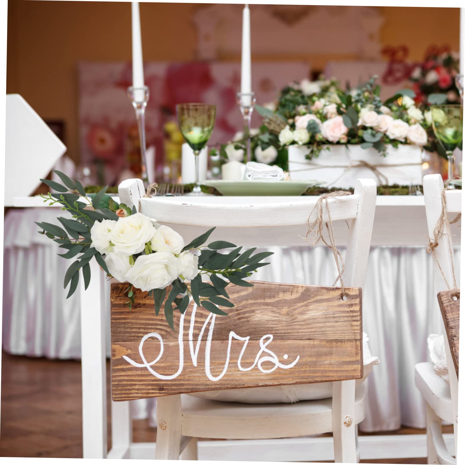 2er Satz Kunstblumen Swag Hochzeit Deko Blumengestecke Künstlich Traubogen Willkommensschild Blumendekor