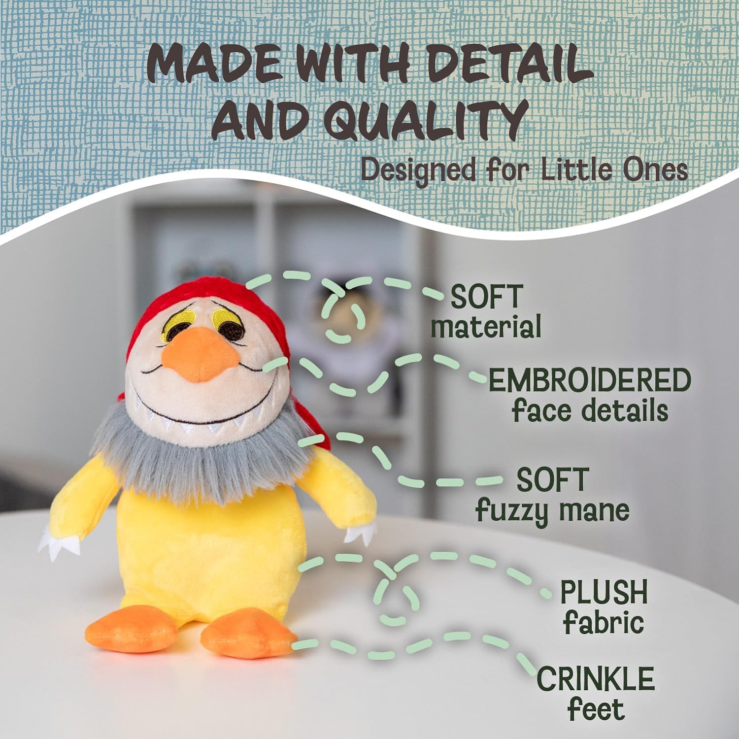 Where The Wild Things are Gift Set with Hardcover by Maurice Sendak, 14" Max Plush Doll, 9" Moishe Monster Stuffed Animal, 9 Inch Bernard Monster Plush, 9" Tzippy Monster Plushie, and Activity Pages - Image 8