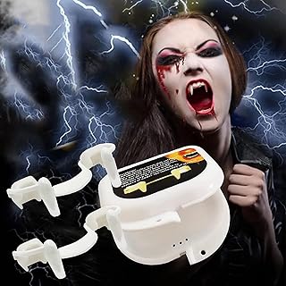 2PCS Halloween Vampire Fangs, 2PCS Retractable Halloween Teeth Horrifying Vampire Fangs Realistic Reusable Scary Costume Decoration Fake False Teeth for Party Cosplay Prop