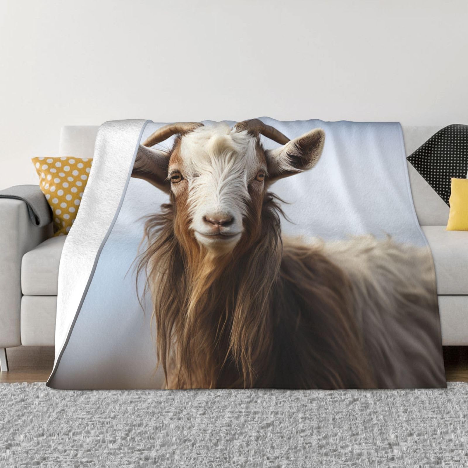FodPand Animal Goat Fleece Blanket 50"x40" Lightweight Warm Throw Blanket for Bed Couch Cozy Air Conditioning Quilt All Seasons Decorative Fuzzy Blankets Gifts for Women Men