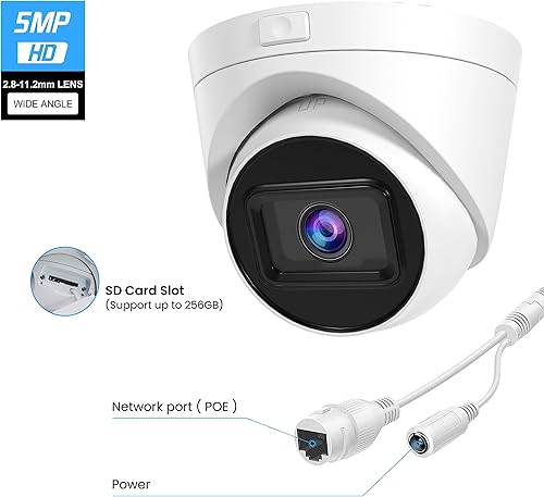 Miniatura 5 de Anpviz Cámara de zoom óptico 4X, detección de humanos y vehículos, visión nocturna infrarroja, cámara IP PoE de 5 MP para exteriores e interiores