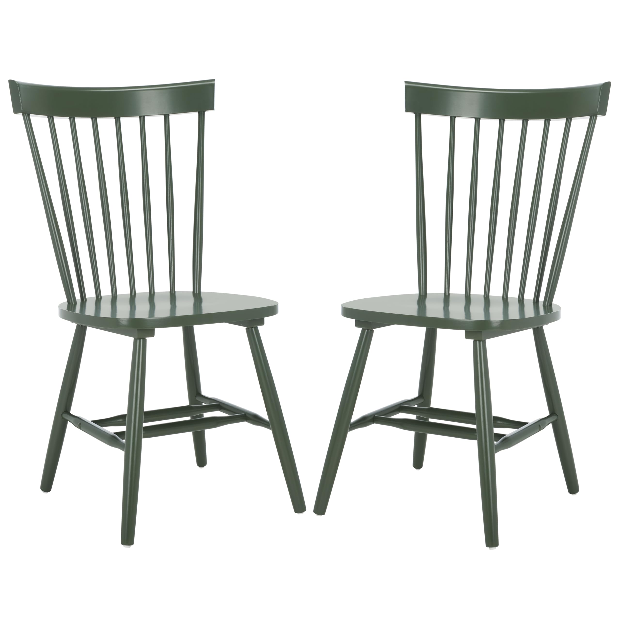 SAFAVIEH Home Collection Parker Dusty Green Windsor Spindle Solid Wood Dining Chair Set of 2