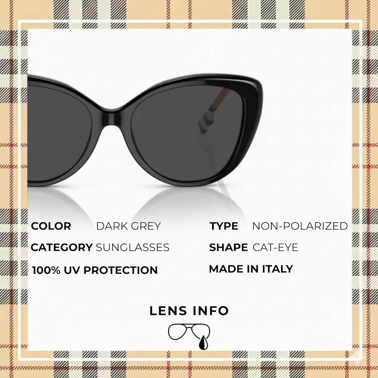 BURBERRY BE4407 Cat eye Shape Acetate Sunglasses with Luxury Eyewear Kit - Image 4