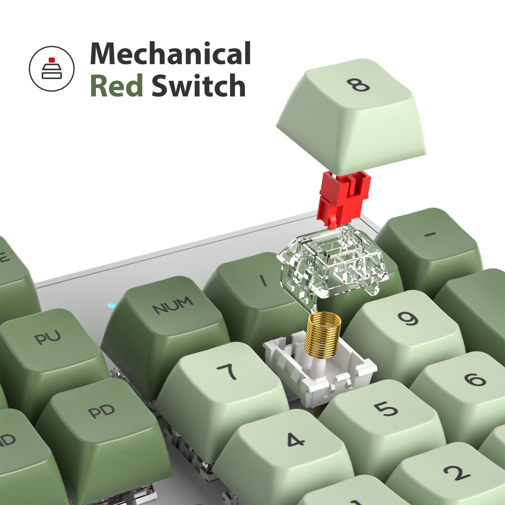 SOLIDEE tastiera gaming meccanica 100%,Tastiera Matcha Verde QWERTY Layout,Tastiera da Gioco Cablata 104 Tasti Retroilluminata RGB con Tastierino Numerico,Tastiera Meccanica NKRO(104 Matcha)