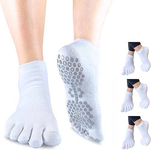 Soxsense - Paquete múltiple de calcetines deportivos con cojín, antideslizantes, para pilates, gimnasio en casa, fútbol, baloncesto