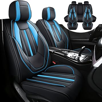 Car Seat Covers Fit for Honda Accord 2000-2024, Premium Waterproof Leather Seat Covers 5-Seats Standard, Soft and Breathable Automotive Seat Covers for CarsBlack-Blue