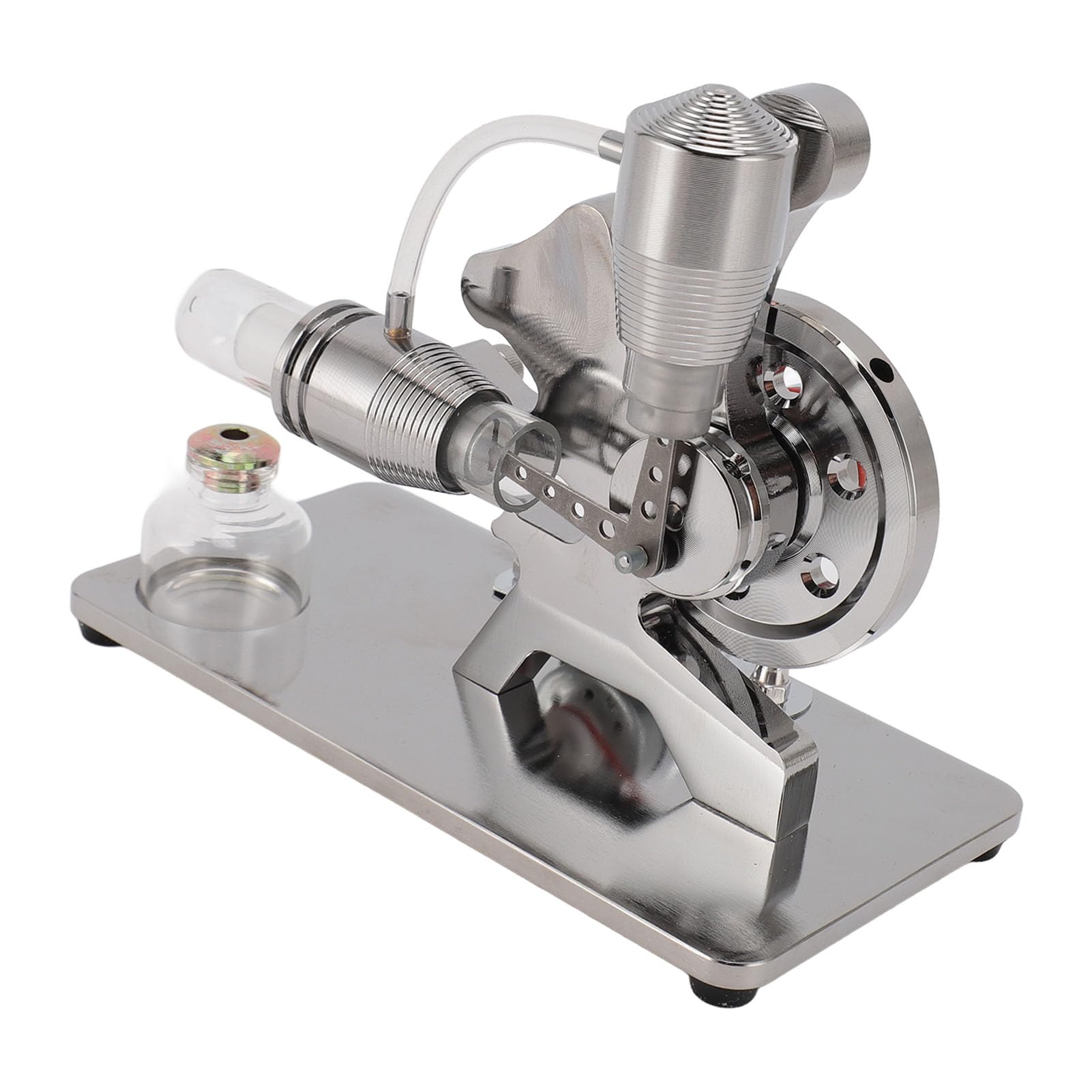 CHICIRIS Stirlingmotor-Motormodell, Buntes LED-Lernspielzeug für und Erwachsene, Aluminiumlegierung, 1 Einheit (Silver)