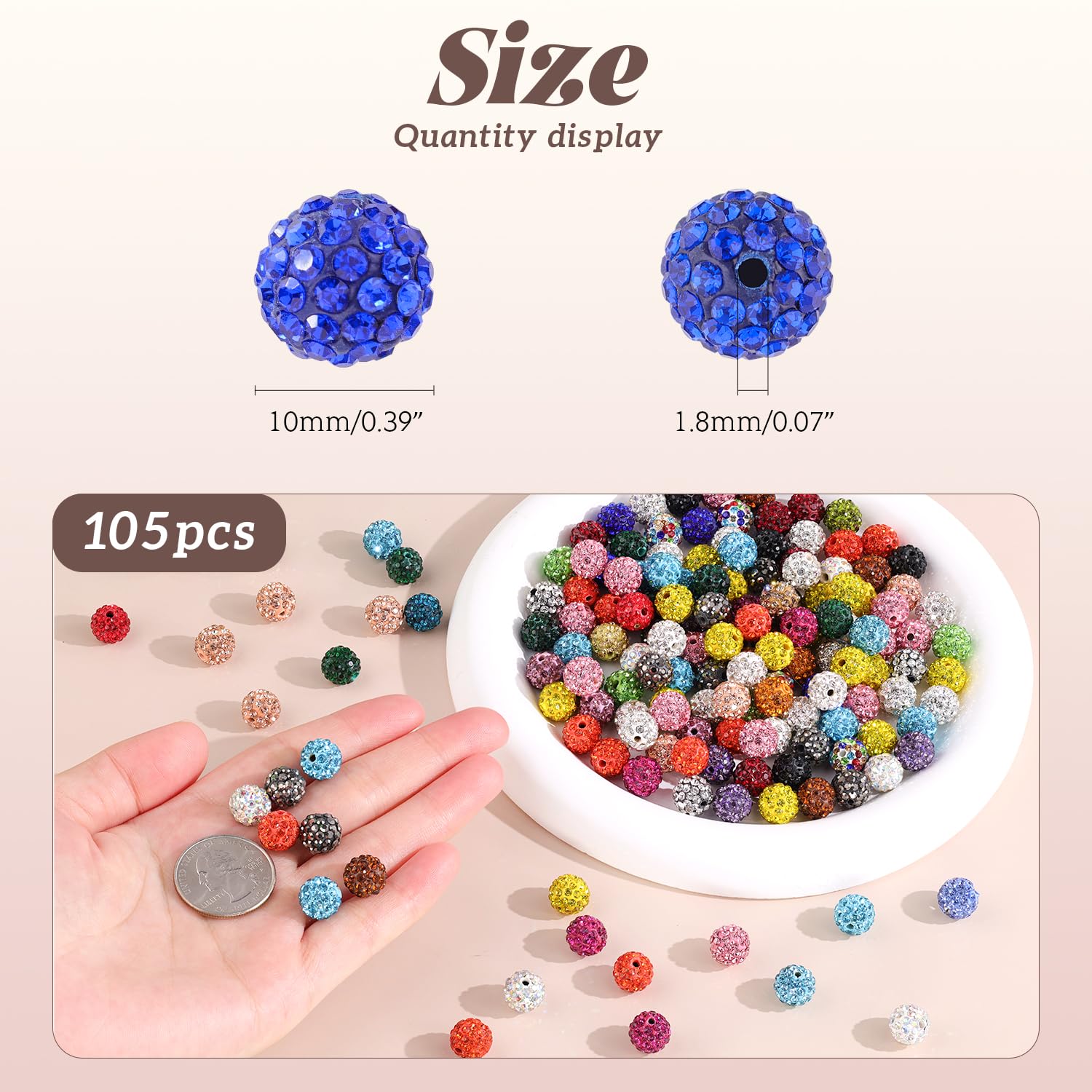 PATIKIL Lot De 100 Perles Strass En Argile De 10 Mm, Perles Disco Rondes Brillantes En Vrac Pour La Fabrication De Bijoux, Stylos, Loisirs Créatifs, Colliers, 10 Couleurs