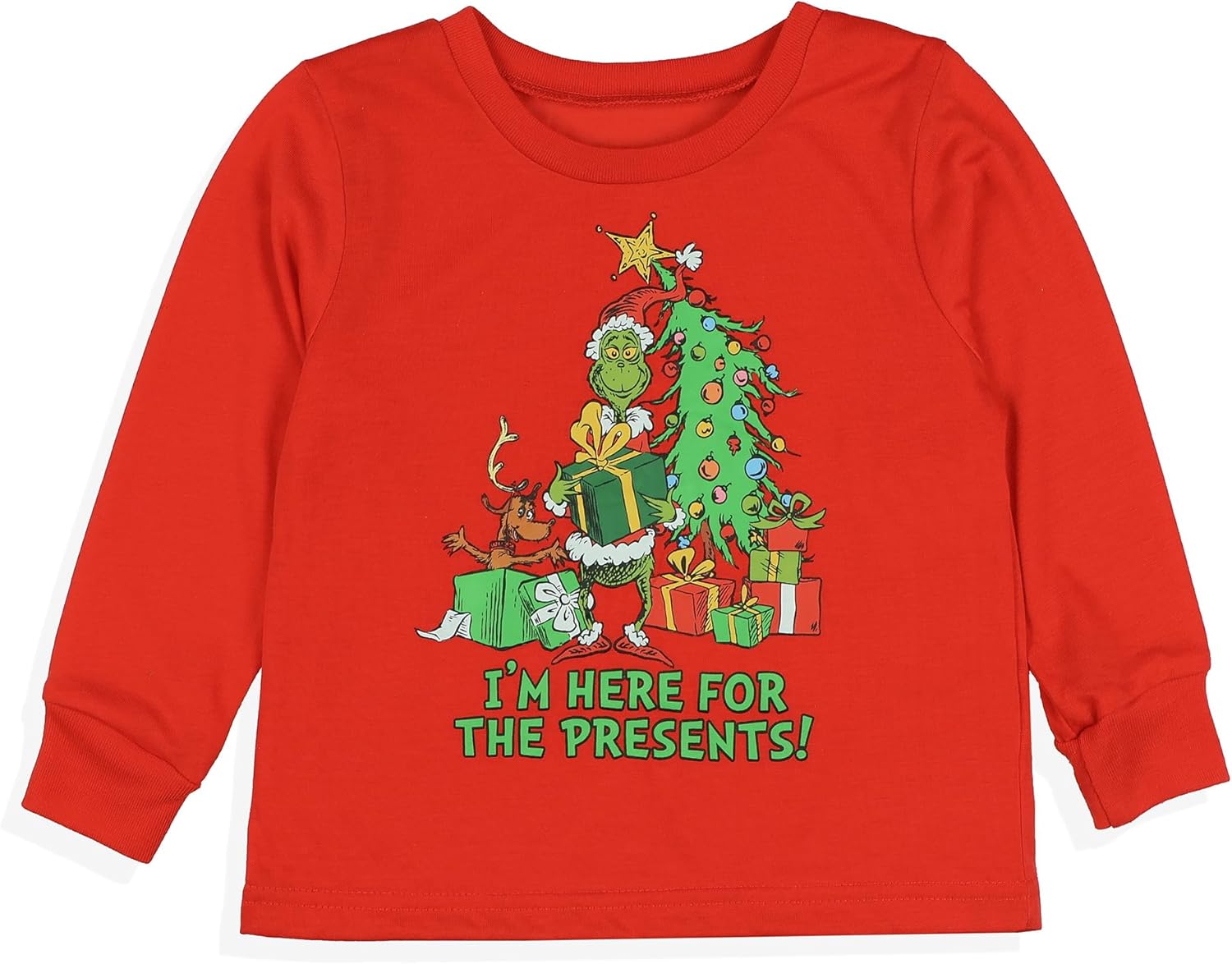 Dr. Seuss The Grinch Toddlers' Here for the Presents Pajamas Plaid Sleepwear (3T) - Image 3