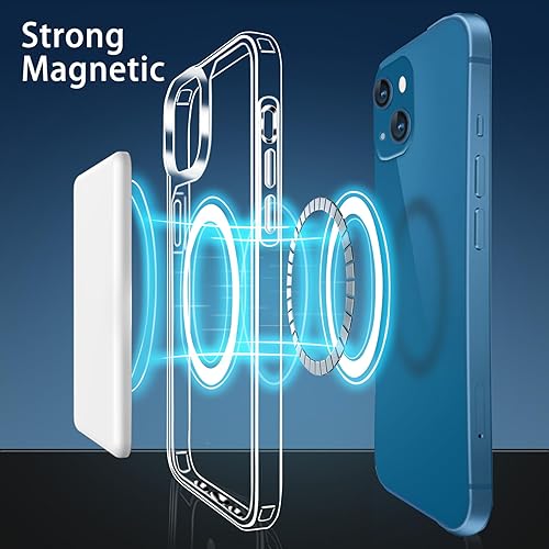 Miniatura 3 de Funda magnética compatible con iPhone 13 Mini, compatible con carga inalámbrica MagSafe, parte trasera transparente antiarañazos a prueba de golpes,