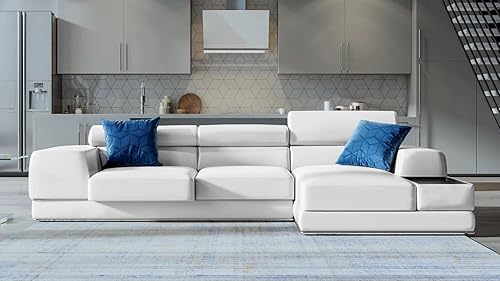 Zuri Furniture Wynn - Sofá modular de cuero negro con reposacabezas ajustables diván derecho