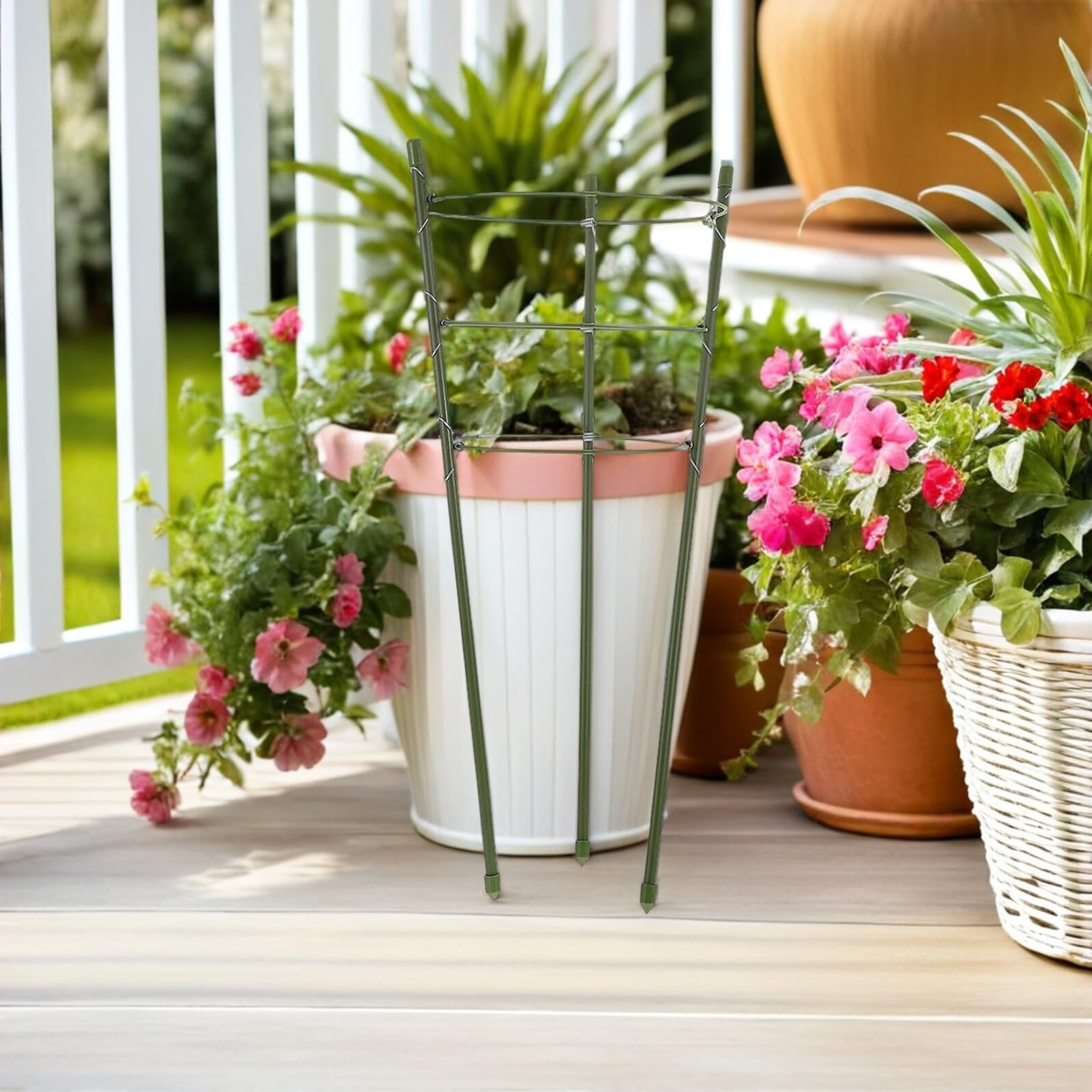 SHINEOFI Set da 6 Gabbie per Pomodori in Plastica 45 CM Traliccio per Piante Rampicanti da Balcone Struttura di Supporto per Orto e Giardinaggio Interno ed Esterno